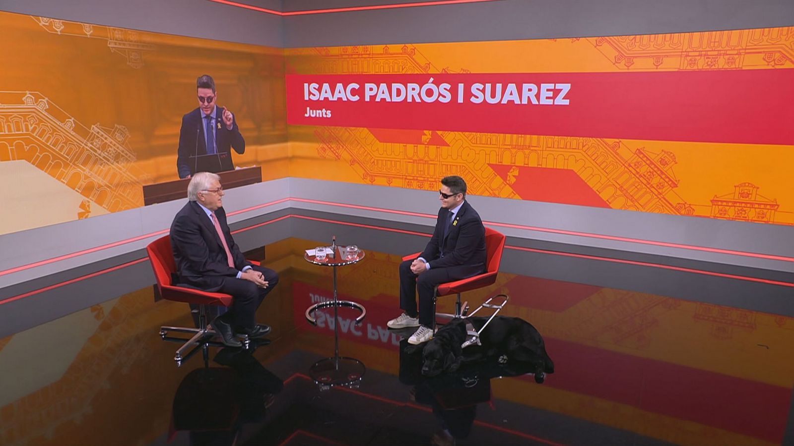 Lluís Falgàs i Isaac Padrós al plató de l''Aquí Parlem'